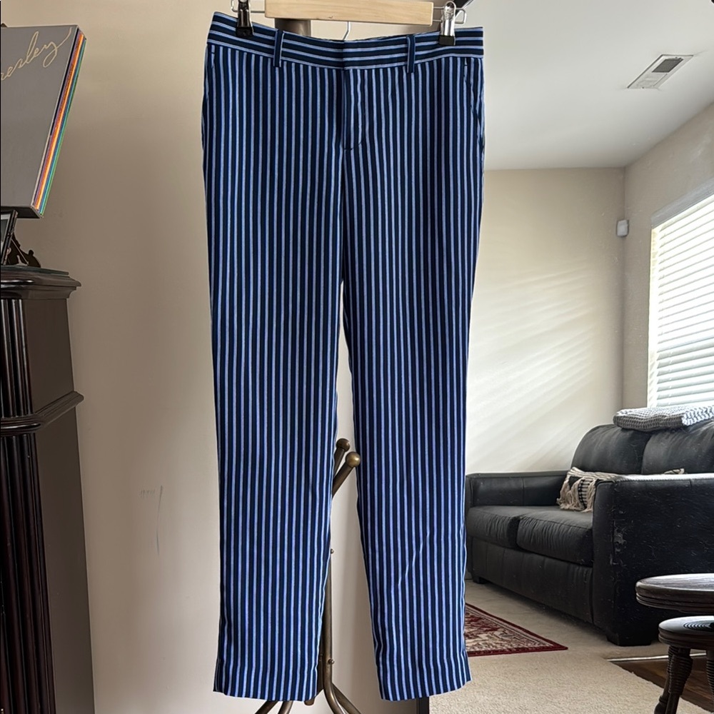 Banana Republic Navy Cuffed Pants with Pinstripe Pattern
